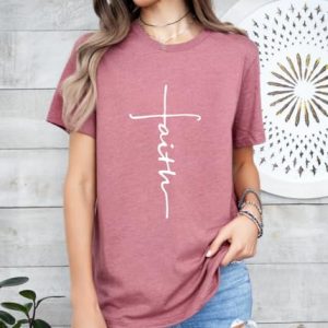 RUSTIC UNITED Christian Faith T-Shirt for Women – Scripture & Cross