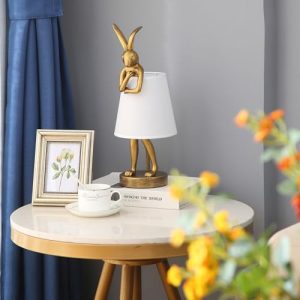 RUIQBMAY Bunny Table Lamp - Vintage Resin Animal Decor