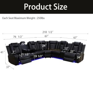 Ainehome Power Reclining Sectional Sofa Set – USB & Storage