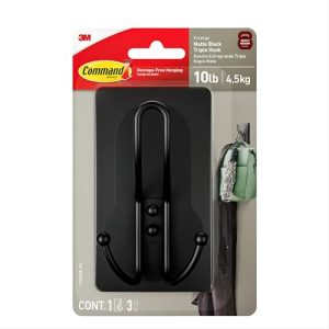 Command X-Large Matte Black Triple Wall Hook