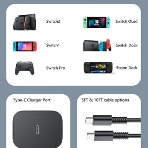 Mosyee 60W USB-C Charger for Nintendo Switch 2 & OLED