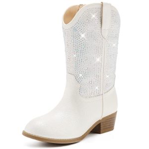 Motasha Girls Pink Rhinestone Sparkle Cowgirl Boots