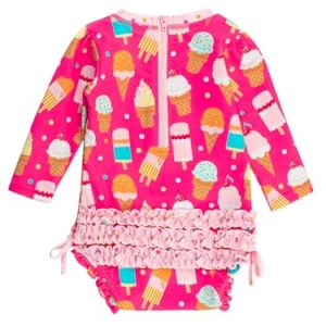RuffleButts Girls UPF 50+ Rash Guard Swimsuit – Sweet Scoops
