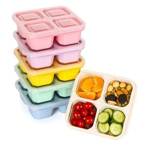 BE OVER QUALITY 6-Pack 4-Compartment Bento Lunch Boxes