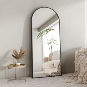 71″x32″ Black Arch Full Length Mirror with Stand