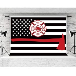 Fire Dept Photography Backdrop - 9x6ft Soft Fabric Banner