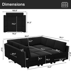 Belffin Modular Sectional Sofa Bed – Velvet & Storage