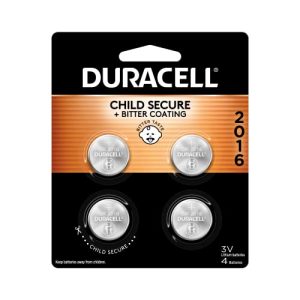 Duracell CR2016 Lithium Batteries – 4 Pack, Child Safe