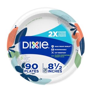 Dixie Medium Paper Plates – 90 Count, 8.5 Inch Strong