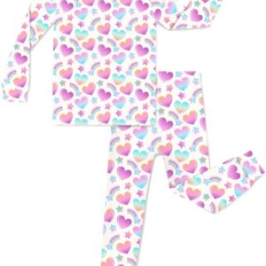 Bamboo Viscose Toddler Girls Pajamas - Color Hugs PJs 6-7Y