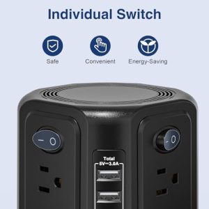 12-Outlet Metal Surge Protector Power Strip 1800J