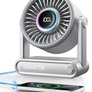 Gaiatop Portable Quiet Desk Fan with Power Bank & RGB Ring