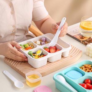 QUMMFA 4-Pack 4-Compartment Kids Bento Box Set