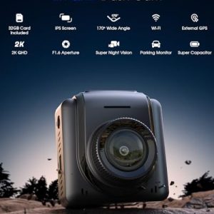 Avylet 2K Front Dash Cam with WiFi & Parking Monitor