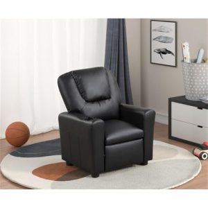 Kids Black PU Leather Recliner Chair – Ages 1-5