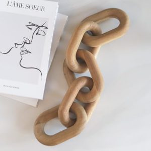 Natural Wood Chain Link Decor - 21" Bohemian Accent