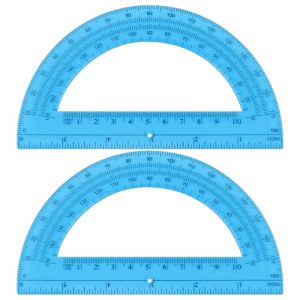 Unjoo 2-Pack 180° Blue Plastic Math Protractors