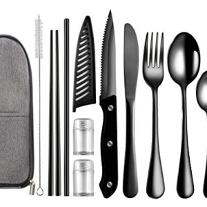 Logcow Portable Stainless Steel Travel Cutlery Set – Black