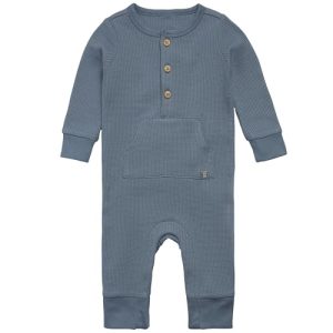 Gerber Baby Boys' Mini Waffle Romper - Medium Blue, 18 Months