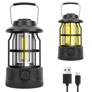 USB Rechargeable Retro LED Camping Lantern with Stepless Dimmer
