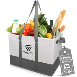 BageePro 2-Pack Collapsible Reusable Grocery Tote Bags