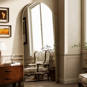 HARRITPURE 64″x21″ Gold Arched Full Length Mirror