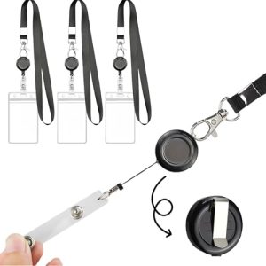 3-Pack Waterproof Retractable ID Badge Holders