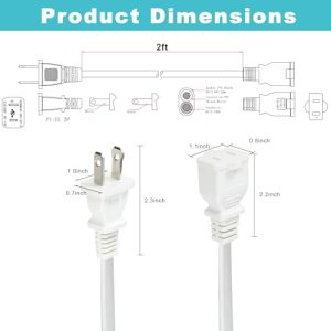 2FT Polarized 2-Prong Extension Cord – Flat Plug