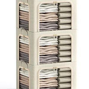 Foldable Clothes Storage Bins with Metal Frame & Clear Window