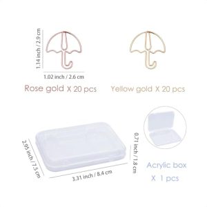 Umbrella Shape Paper Clips – Rose Gold & Yellow Gold (40pcs)
