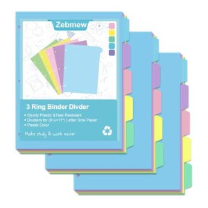 Cute Pastel 5-Tab Write & Erase Binder Dividers (3 Sets)