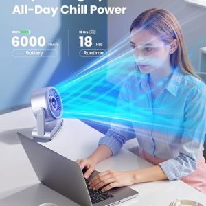 Gaiatop Portable Quiet Desk Fan with Power Bank & RGB Ring