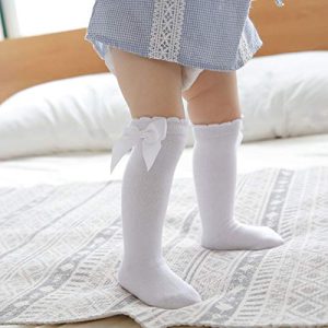 Baby Girls Bow Ruffled Knee High Uniform Socks (2-3T)