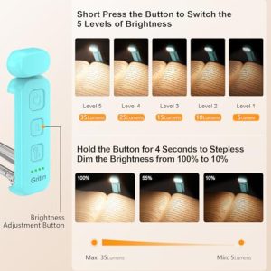 Gritin Rechargeable Book Light – Eye Caring & Dimmable