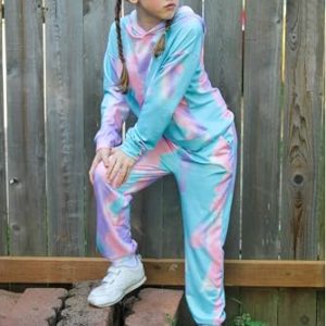 Teen Girls Tie-Dye Hoodie & Sweatpants 2-Piece Outfit Set