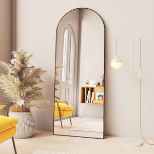 71"x32" Black Arch Full Length Mirror with Stand