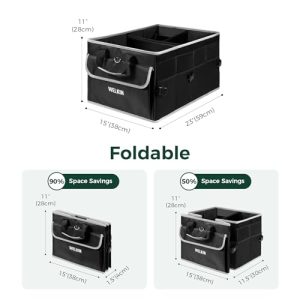 WELKIN Heavy-Duty 60L Car Trunk Organizer with Lid & Dividers