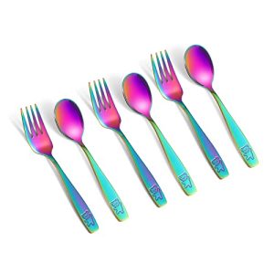 Pimoys 6-Piece Rainbow Toddler Utensils Set – Spoons & Forks