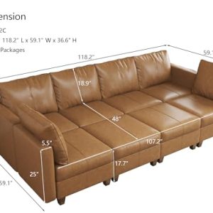 EASE MOOSE Faux Leather Sectional Sofa Bed & Storage