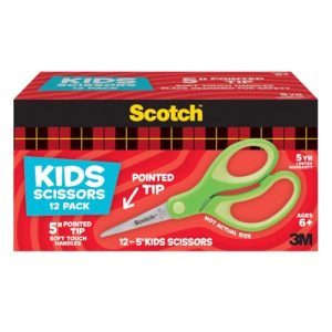 Scotch 5" Pointed Tip Kids Scissors (12-Pack)