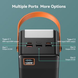 72000mAh Portable Power Bank 130W Fast Charging