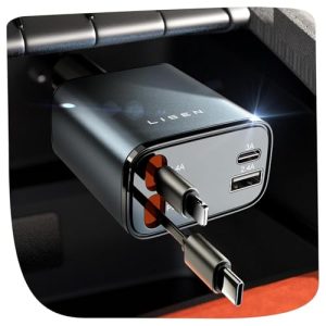 LISEN 69W Retractable USB C Car Charger - Fast Charging