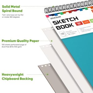 Soucolor 9″x12″ Sketch Book – 100 Sheets, Spiral Bound