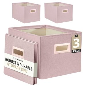 DECOMOMO 3-Pack Robust Fabric Storage Bins for Shelves, Pink