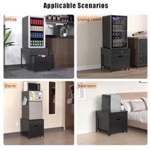 GDLF Heavy Duty Mini Fridge Stand with Rolling Cabinet