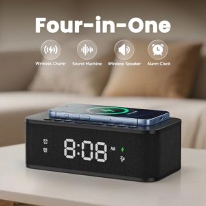 Fansbe Digital Alarm Clock Speaker with Wireless Charger