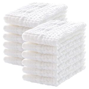 Lovely Care Muslin Burp Cloths – 12 Pack Cotton