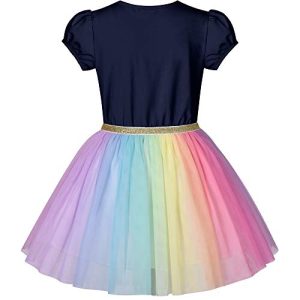 Girls’ Navy Blue Rainbow Tulle Birthday Party Dress Size 7