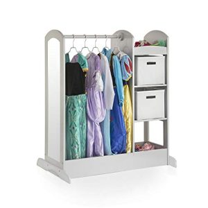 Kids Dress-Up Center & Toy Organizer with Mirror, Gray