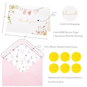 Pink Gold Baby Shower Thank You Cards – 50 Pack